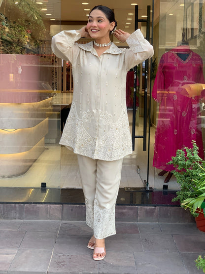 Very Charming Mul Chanderi Embroidery Cord Set