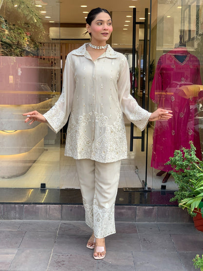 Very Charming Mul Chanderi Embroidery Cord Set