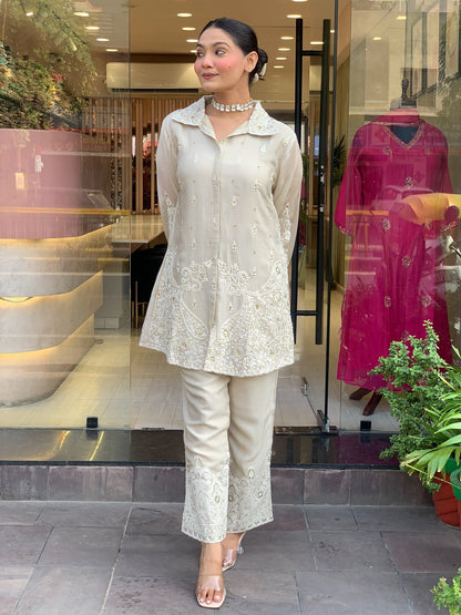 Very Charming Mul Chanderi Embroidery Cord Set