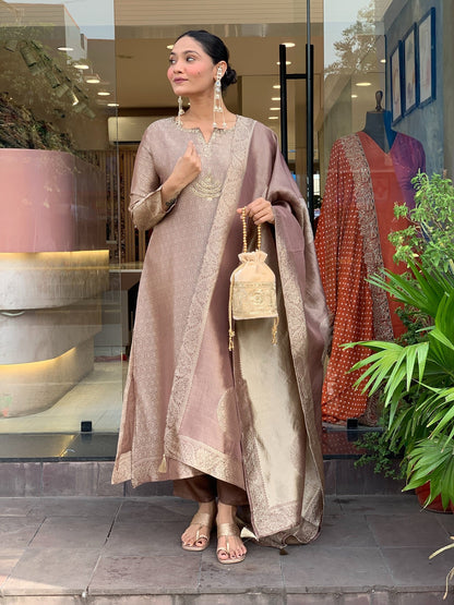 Stunning Banarasi Silk Jequard Weaving Suit Set