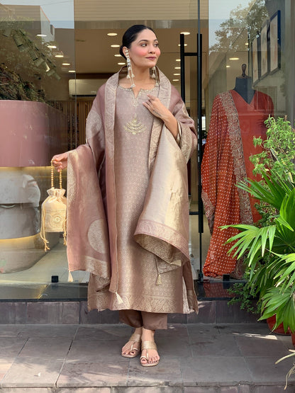 Stunning Banarasi Silk Jequard Weaving Suit Set