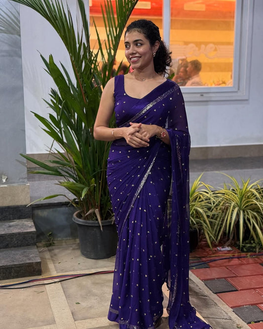 Most Trending Pure Viscose Georgette Saree With Satin Border