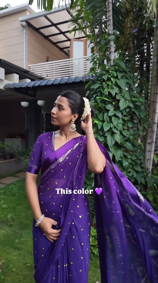 Most Trending Viral Pure Viscose Georgette Saree With Satin Border