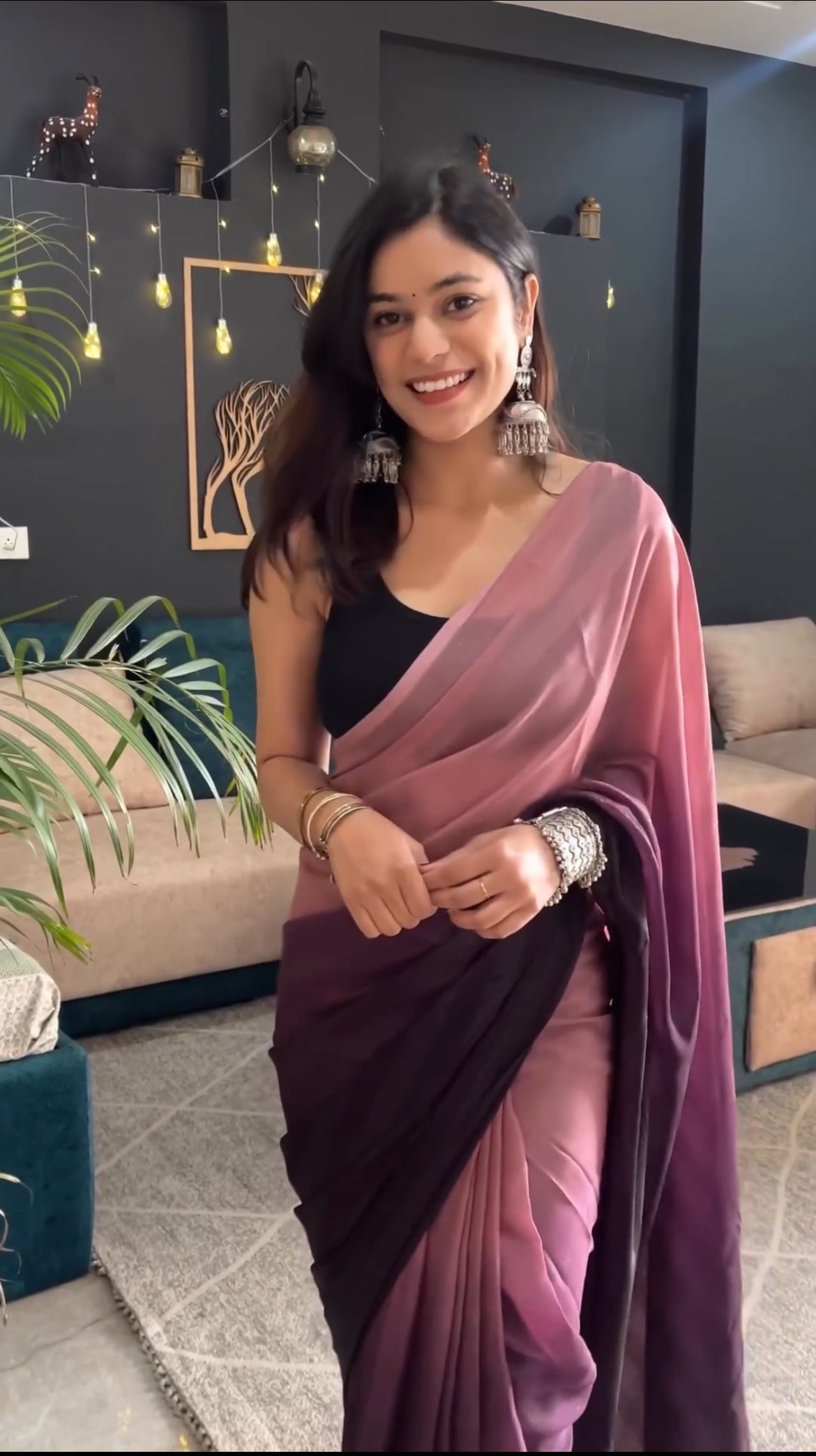 1- Min Ready To Wear Saree In Georgette Fabric With Important Zari Padding