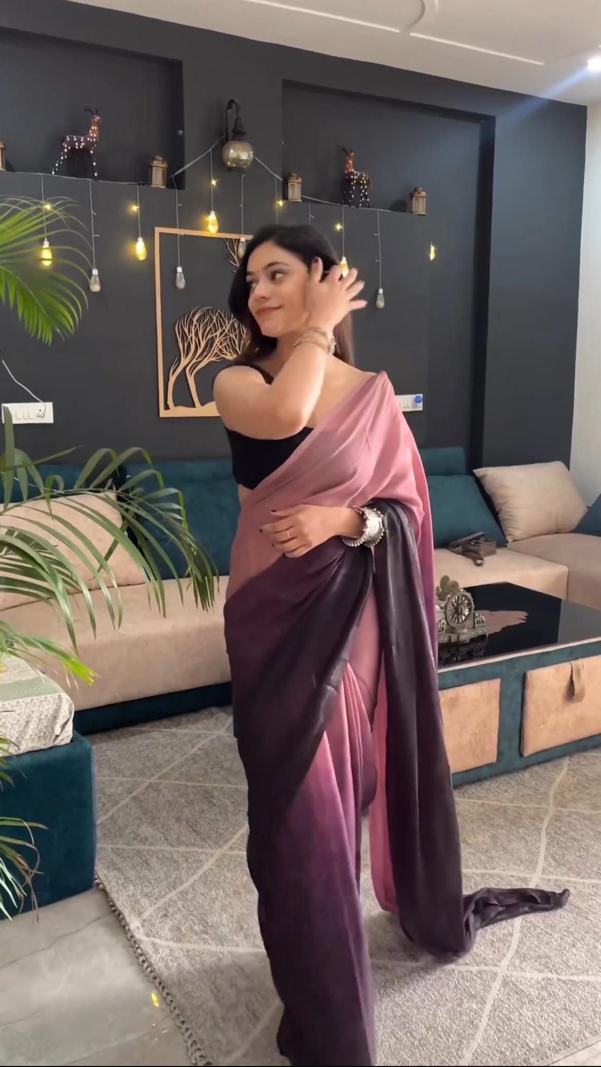 1- Min Ready To Wear Saree In Georgette Fabric With Important Zari Padding