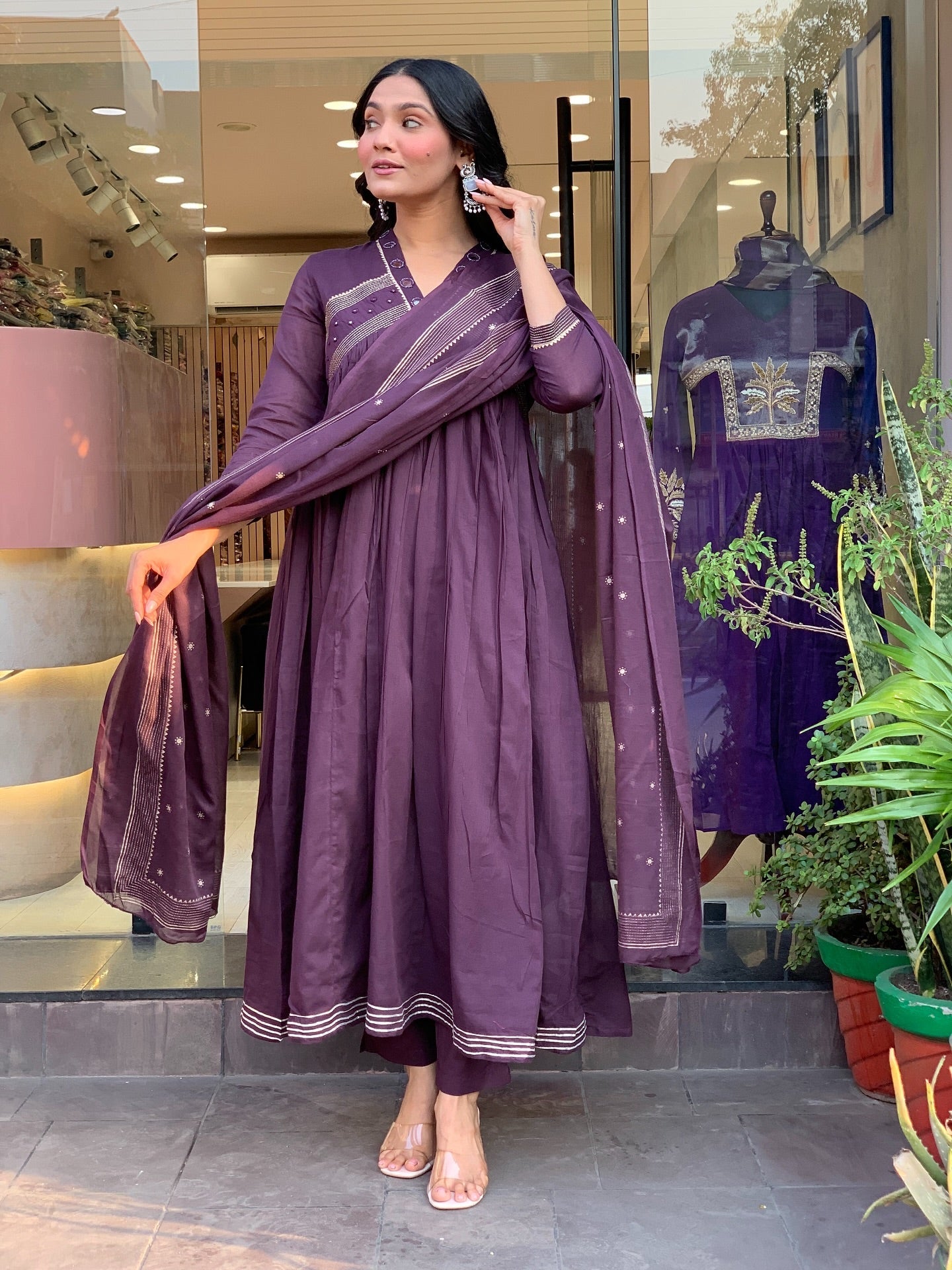 Gorgeous Mul Cotton Mirror Work Suit Set