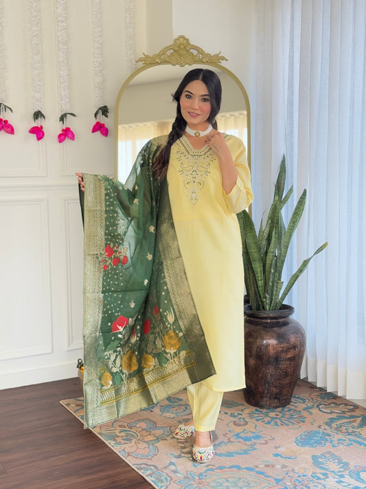 Most Beautiful Viscose Chanderi Suit Set