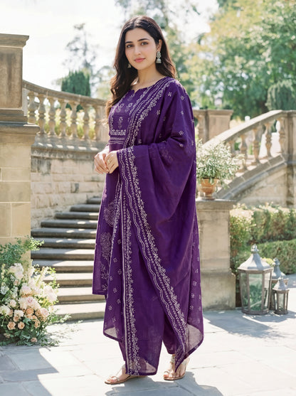 Violet Meadow Handblock Suit Set