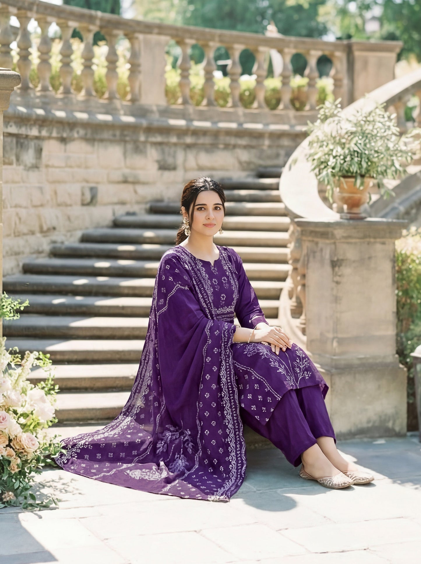 Violet Meadow Handblock Suit Set