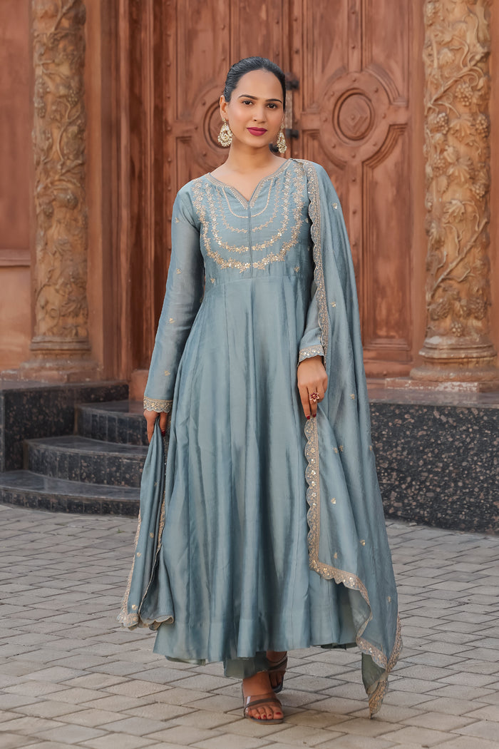 The Amara Edit Anarkali embroidered Suit Set