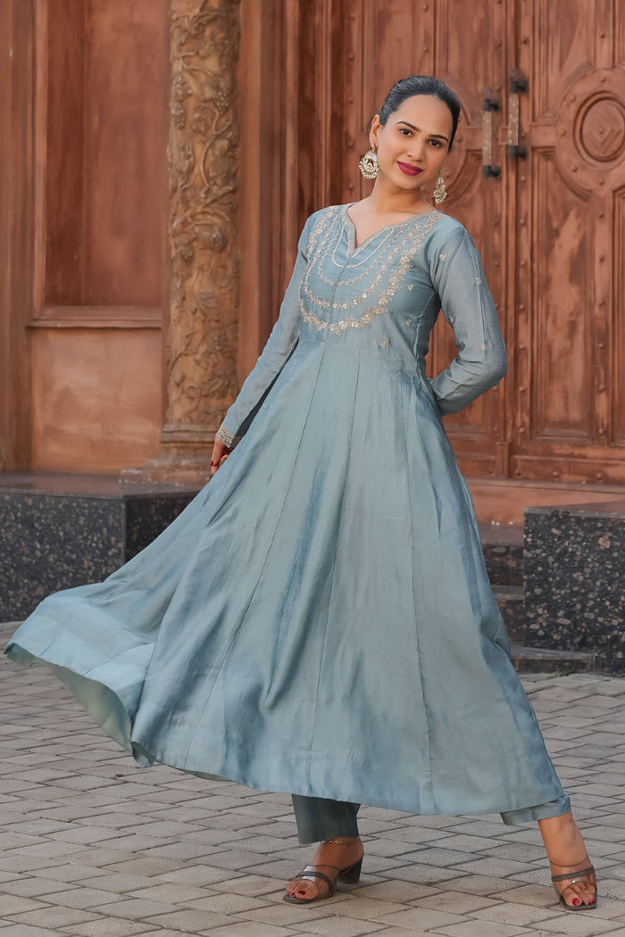 The Amara Edit Anarkali embroidered Suit Set