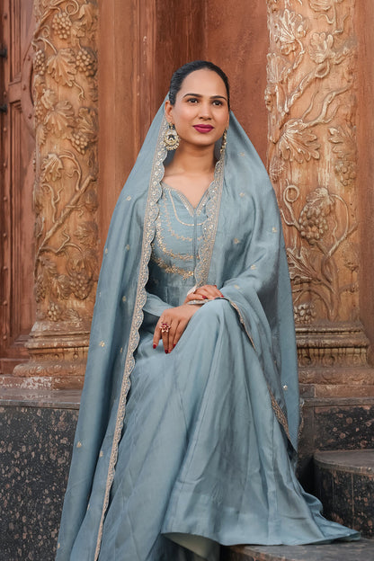 The Amara Edit Anarkali embroidered Suit Set