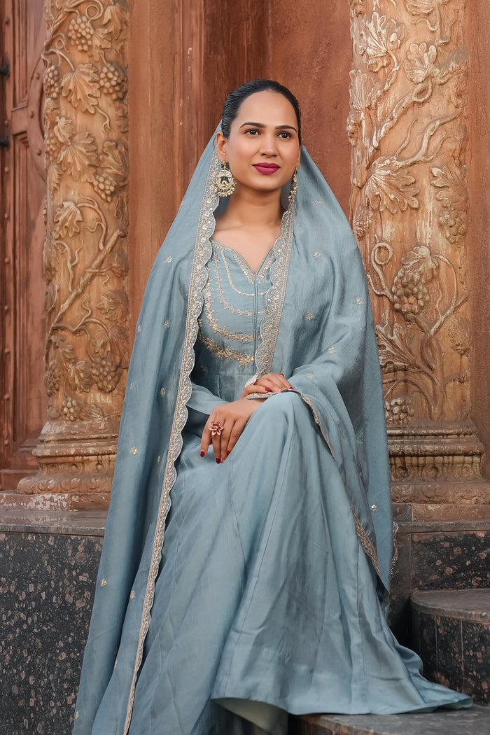 The Amara Edit Anarkali embroidered Suit Set