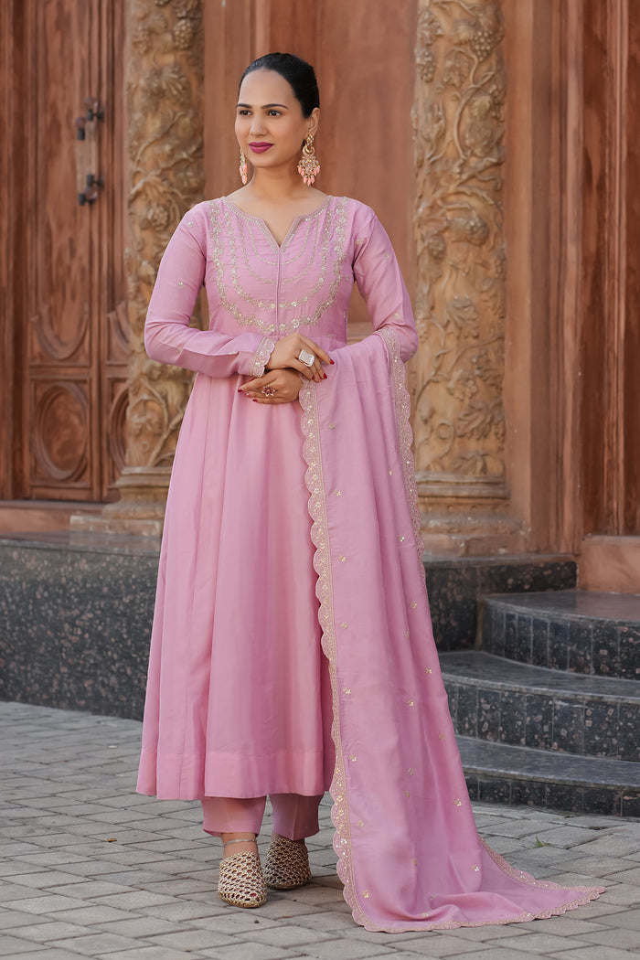The Amara Edit Anarkali embroidered Suit Set