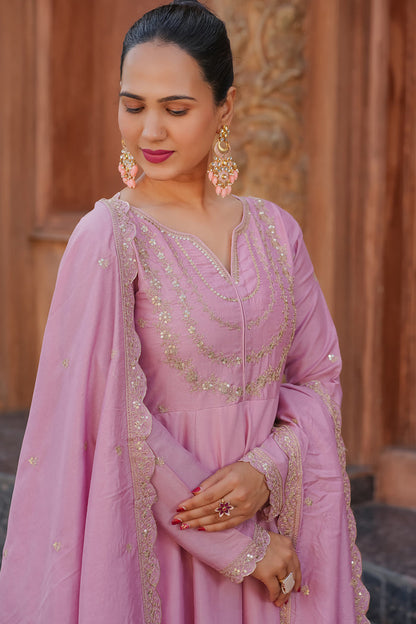 The Amara Edit Anarkali embroidered Suit Set