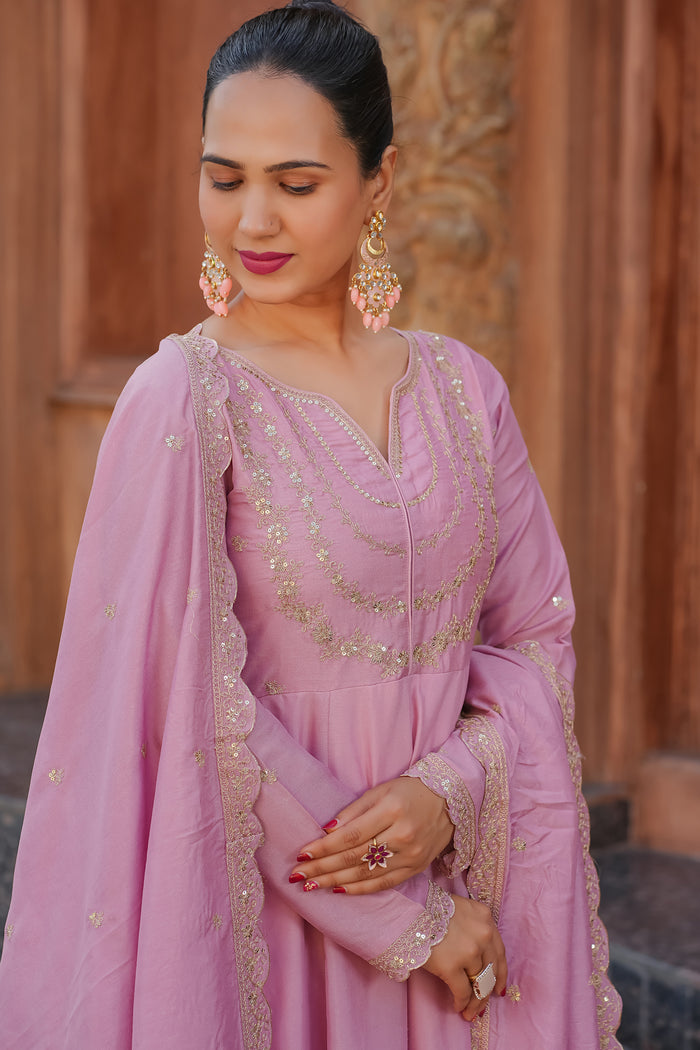 The Amara Edit Anarkali embroidered Suit Set
