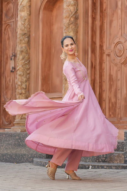 The Amara Edit Anarkali embroidered Suit Set