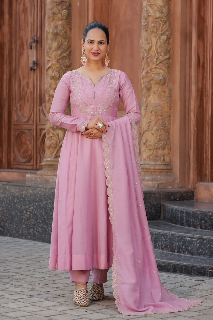 The Amara Edit Anarkali embroidered Suit Set