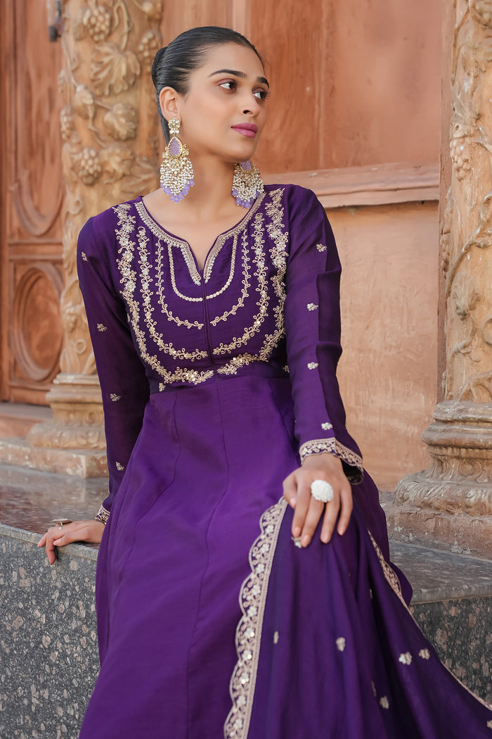 The Amara Edit Anarkali embroidered Suit Set