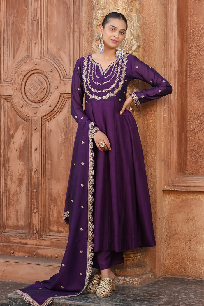 The Amara Edit Anarkali embroidered Suit Set
