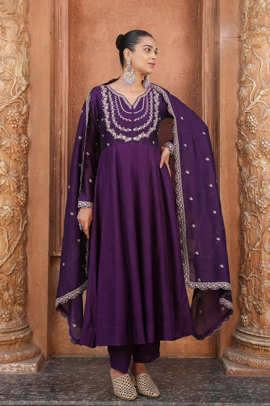 The Amara Edit Anarkali embroidered Suit Set