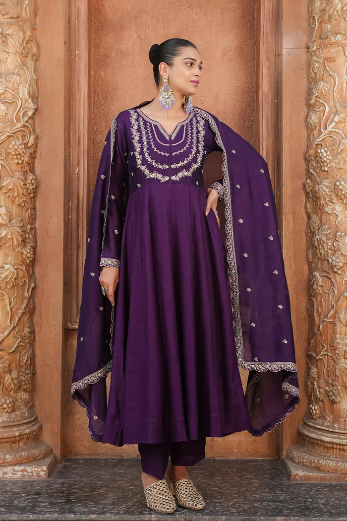 The Amara Edit Anarkali embroidered Suit Set