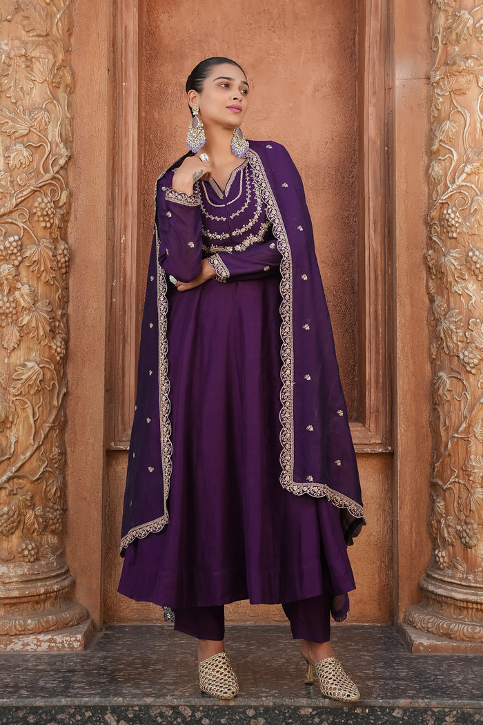 The Amara Edit Anarkali embroidered Suit Set