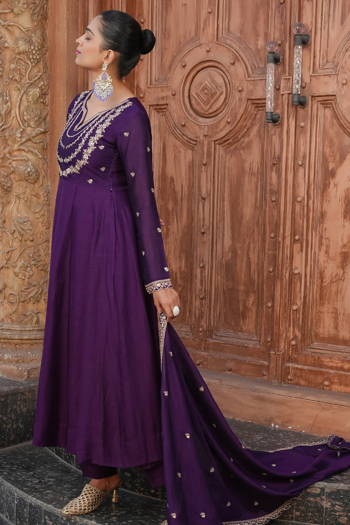 The Amara Edit Anarkali embroidered Suit Set