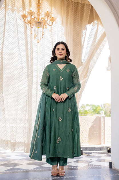 Delightful Chanderi Silk Emboridery Suit Set