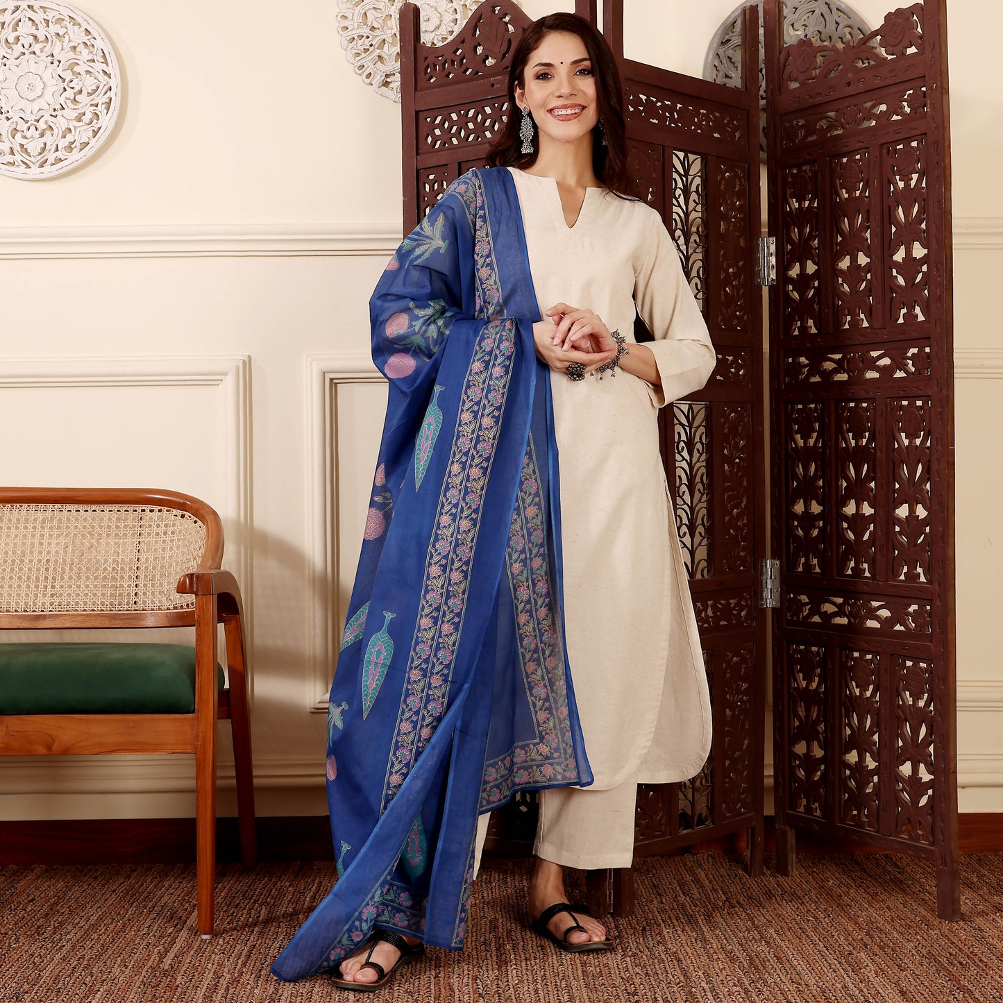Gorgeous Chanderi Silk Solid Plain Suit Set