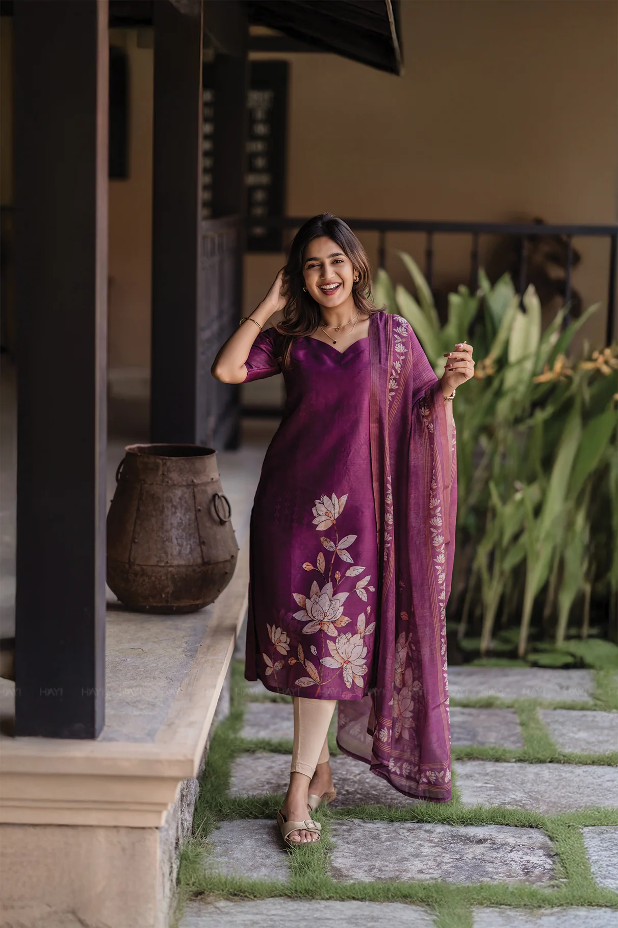 Very Stunning Vichitra Silk Floral Print Top & Dupatta