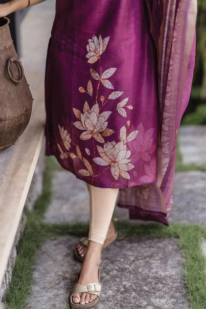 Very Stunning Vichitra Silk Floral Print Top & Dupatta
