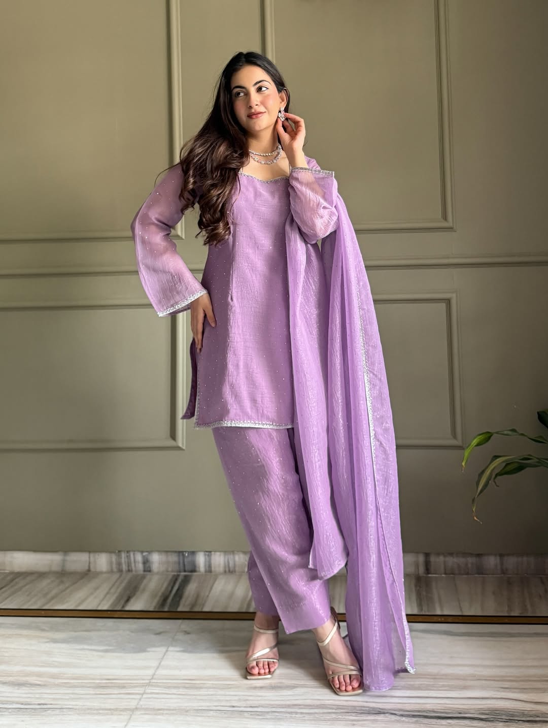 Lavender Luxe Crunchy Silk Suit Set