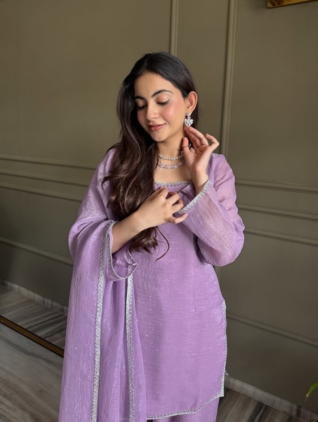 Lavender Luxe Crunchy Silk Suit Set