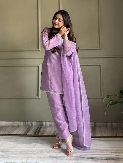 Lavender Luxe Crunchy Silk Suit Set