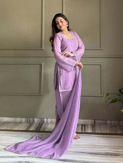 Lavender Luxe Crunchy Silk Suit Set