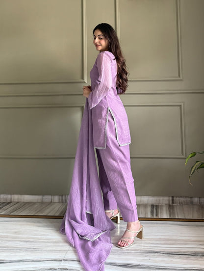 Lavender Luxe Crunchy Silk Suit Set