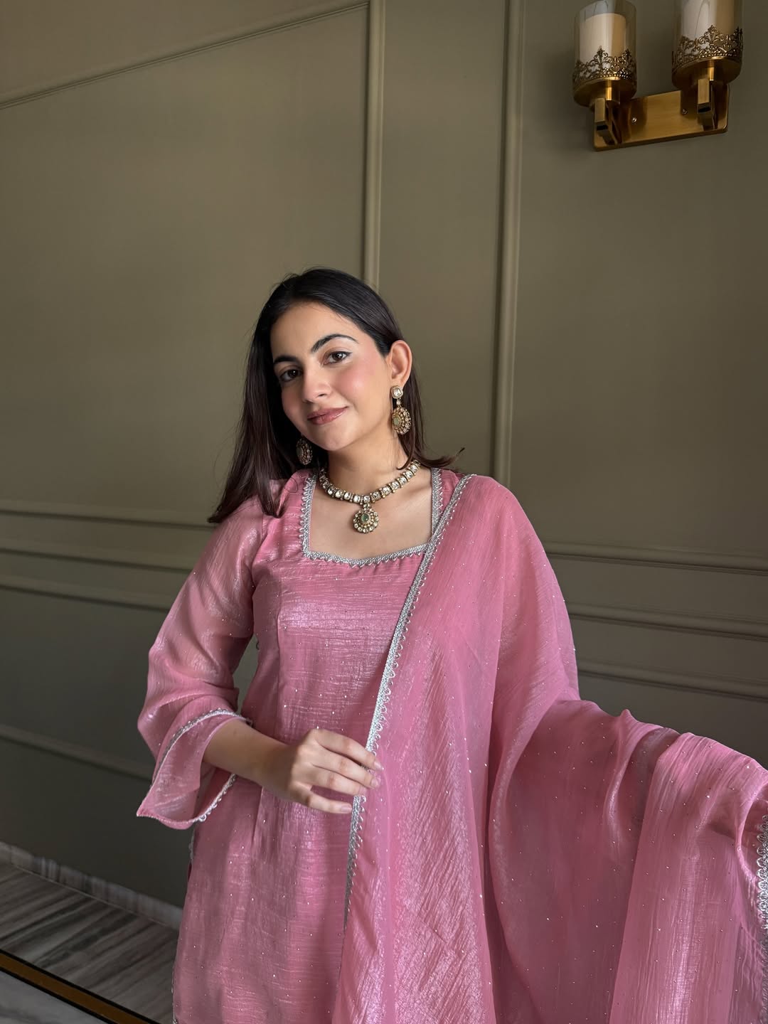 Pink Luxe Crunchy Silk Suit Set
