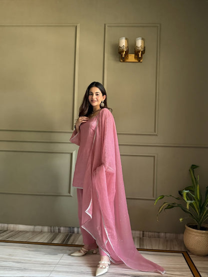 Pink Luxe Crunchy Silk Suit Set