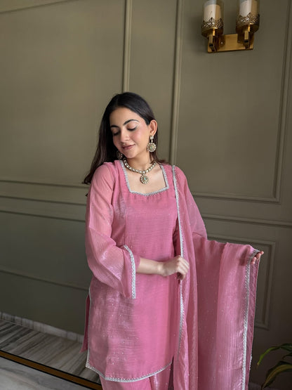 Pink Luxe Crunchy Silk Suit Set