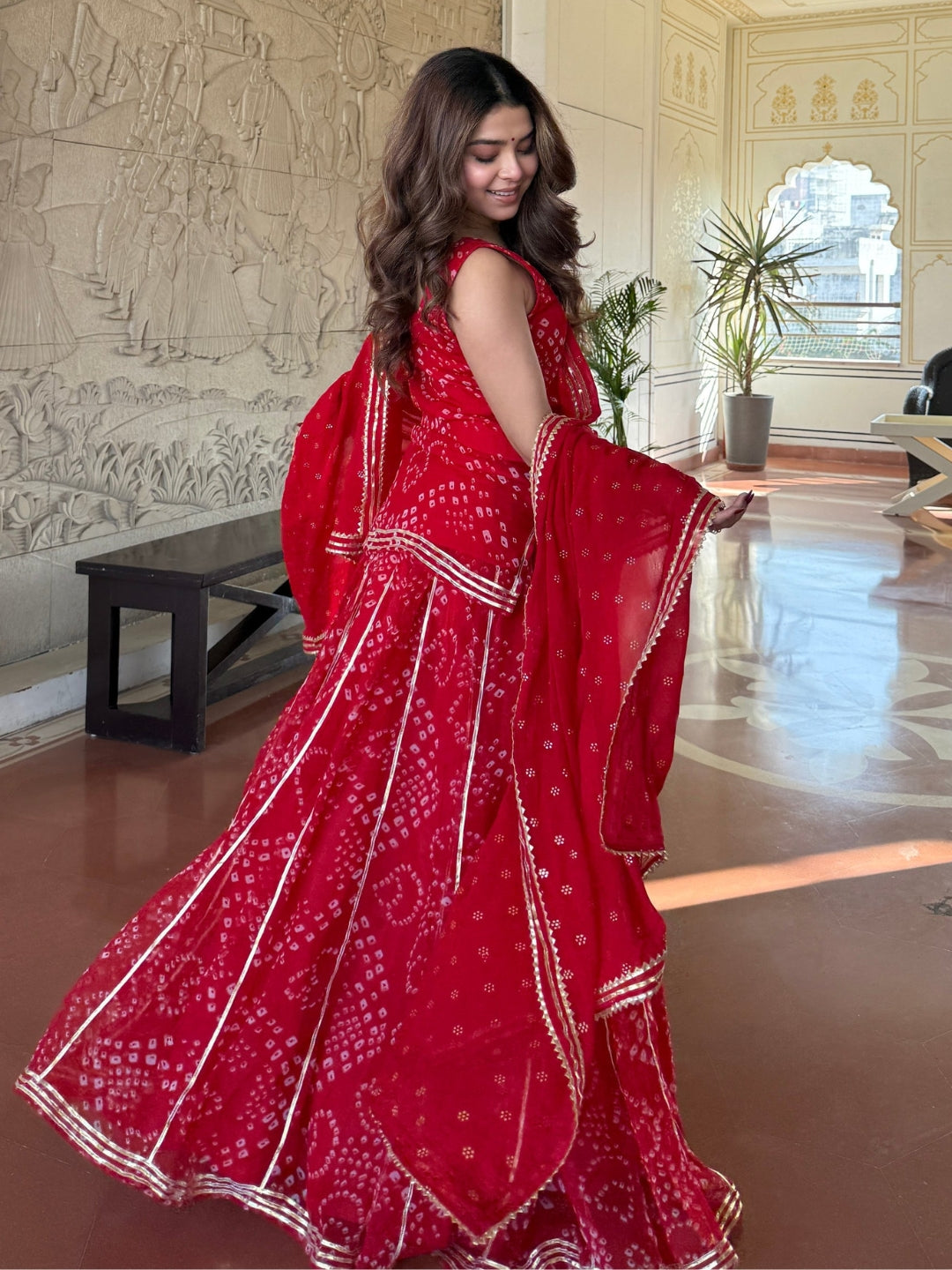 Rajvanshi Neel Bandhani Georgette Sharara Set