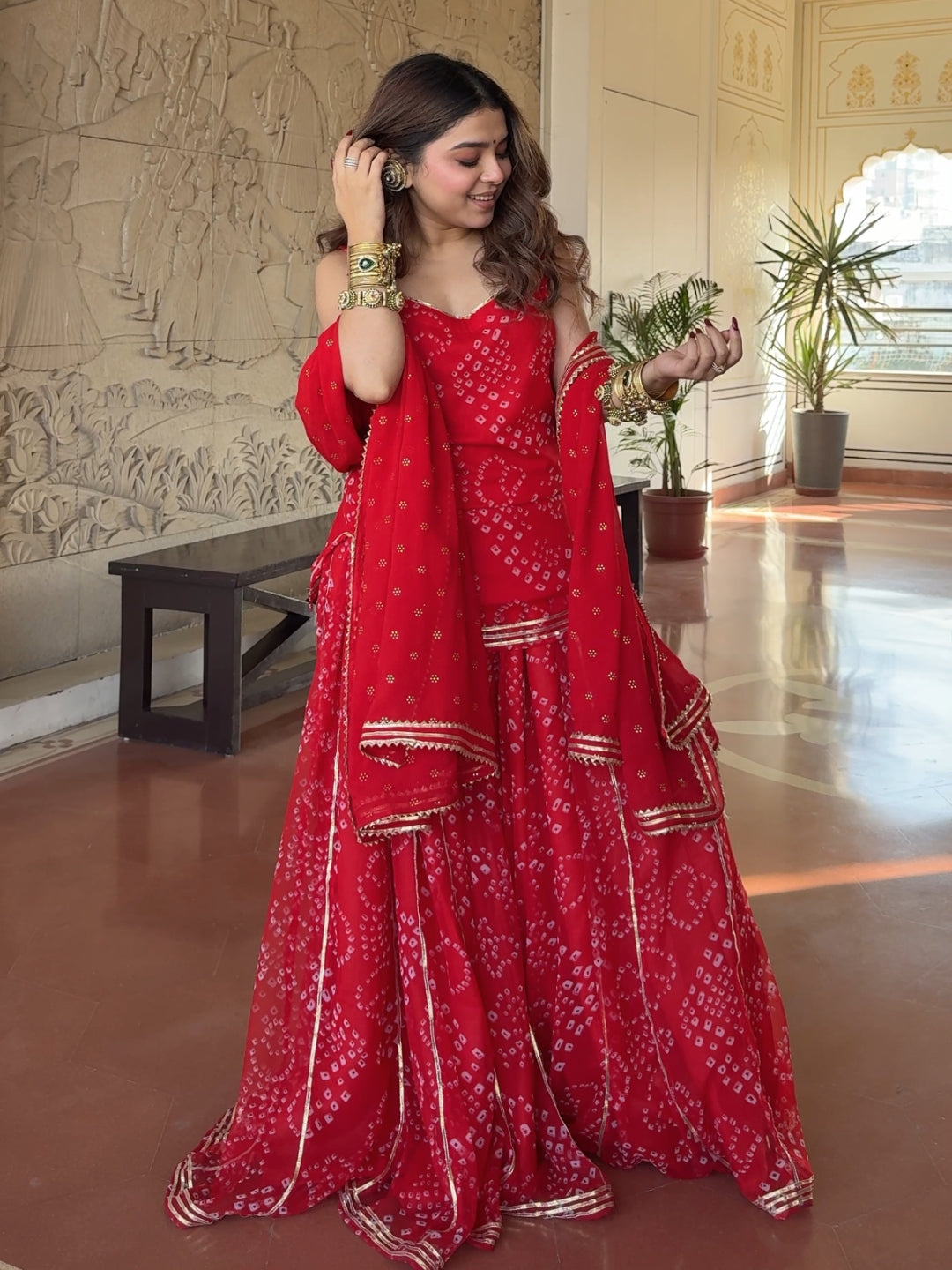 Rajvanshi Neel Bandhani Georgette Sharara Set