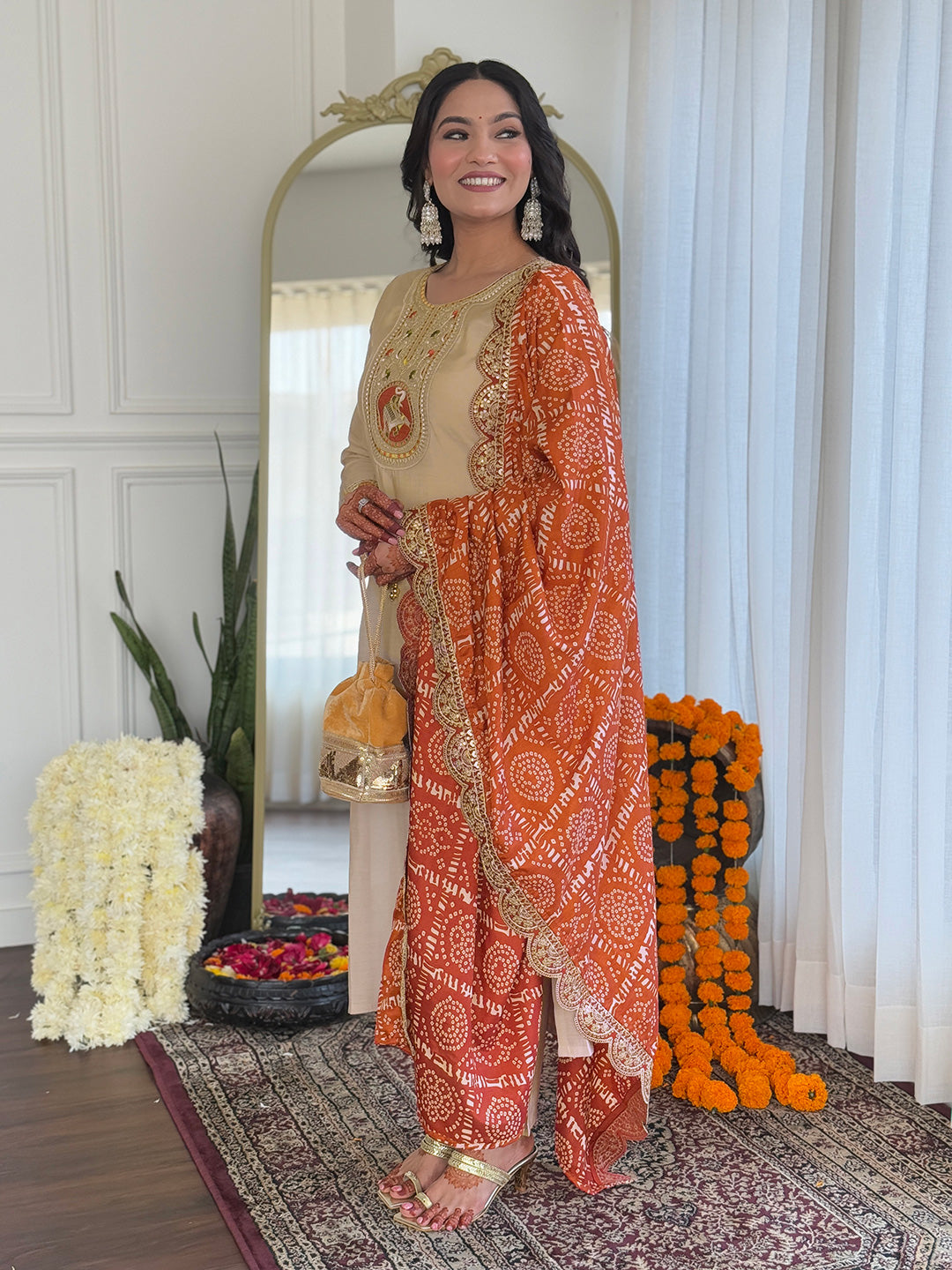 Charming Pure VIscose Embroidery Suit Set