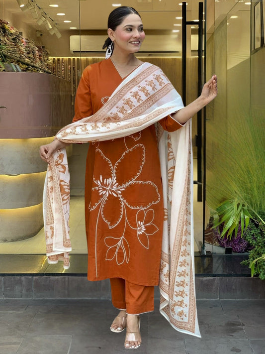 Appealing  Rayon Silk Floral Print Suit Set