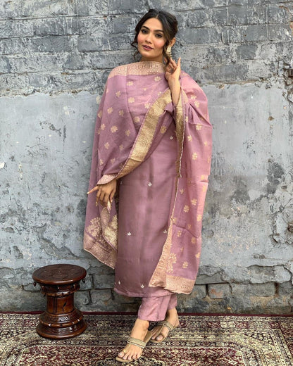 Imaginative Beautiful Chanderi Viscose Suit Set