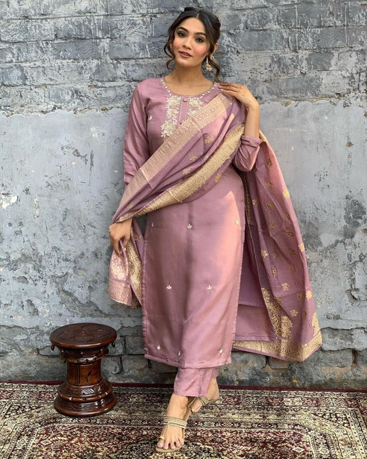 Imaginative Beautiful Chanderi Viscose Suit Set