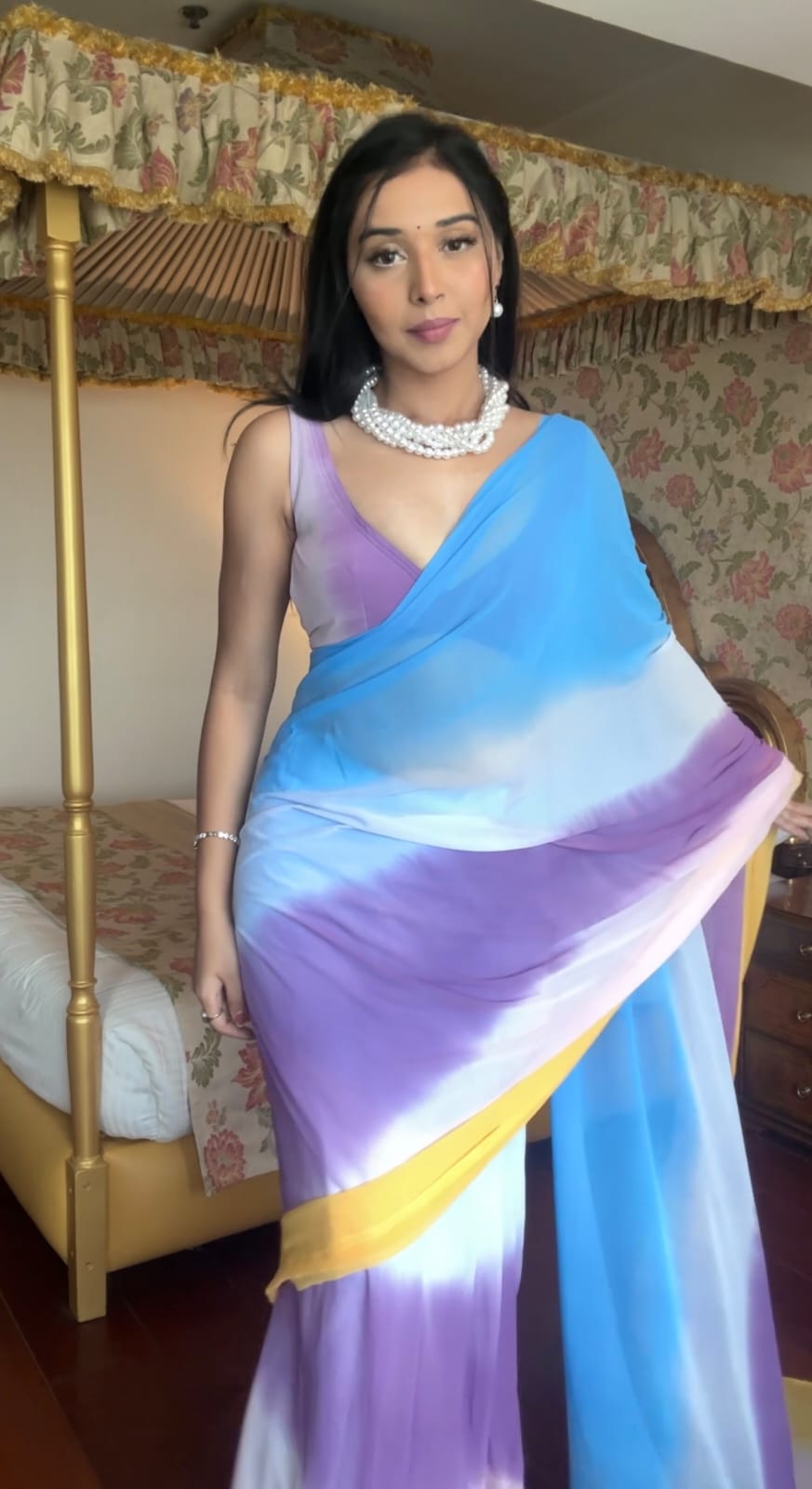 1 Min Ready To Wear Alia Bhatt Saree In Imported Georgette With Heavy Blouse