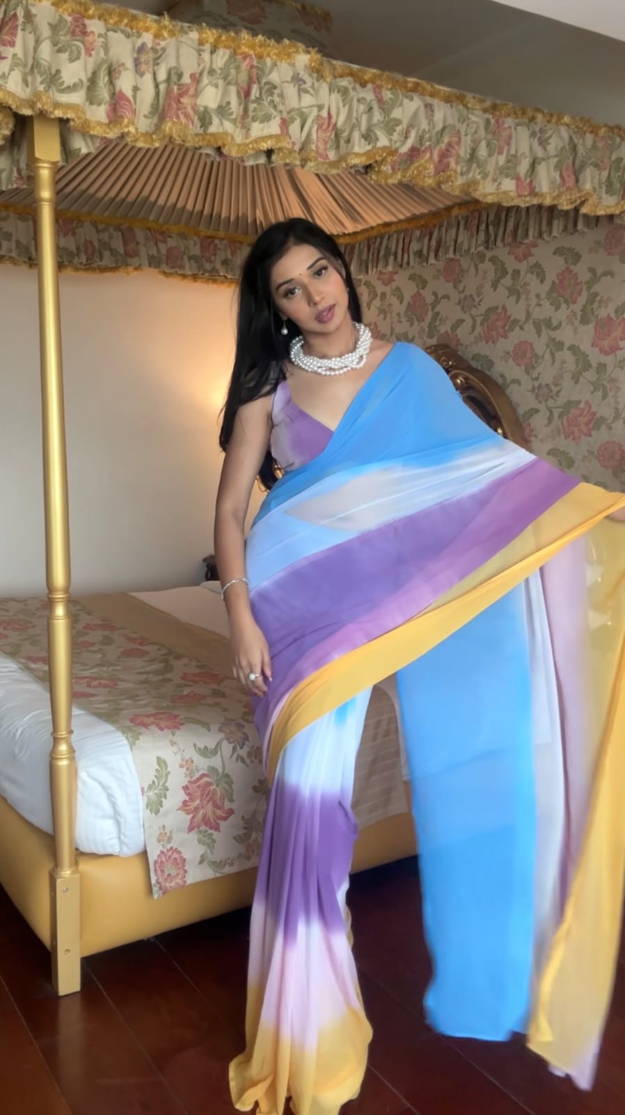 1 Min Ready To Wear Alia Bhatt Saree In Imported Georgette With Heavy Blouse