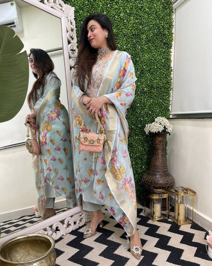 Beautiful Viscose Embroidery Suit Set