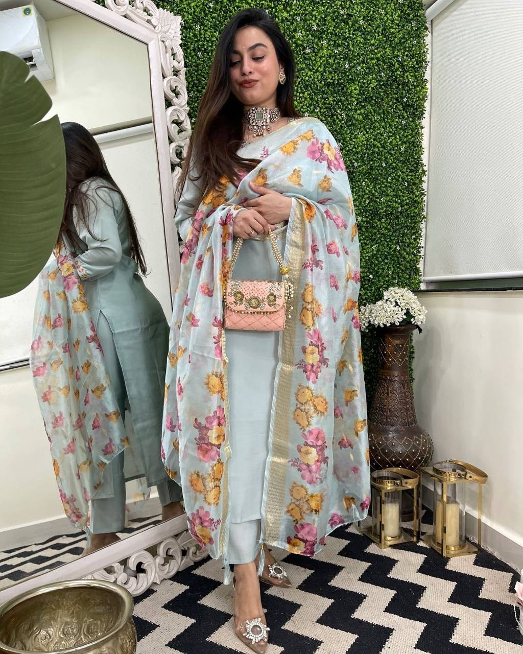 Beautiful Viscose Embroidery Suit Set